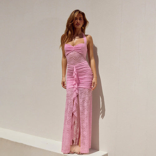 Damen Spitzen-Maxikleid mit raffiniertem Wickeldesign Echo Archiv