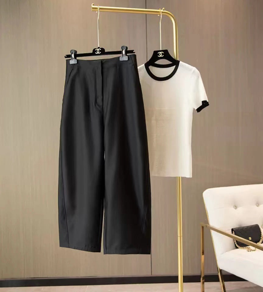 Damen Hochtaillierte Culotte-Anzughose mit weitem Bein und Bügelfalte Echo Archiv