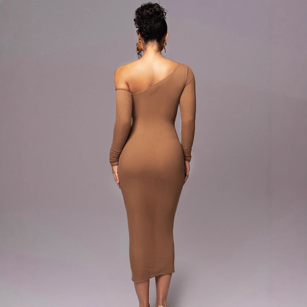 Damen Elegantes One-Shoulder Kleid mit Rüschen Echo Archiv