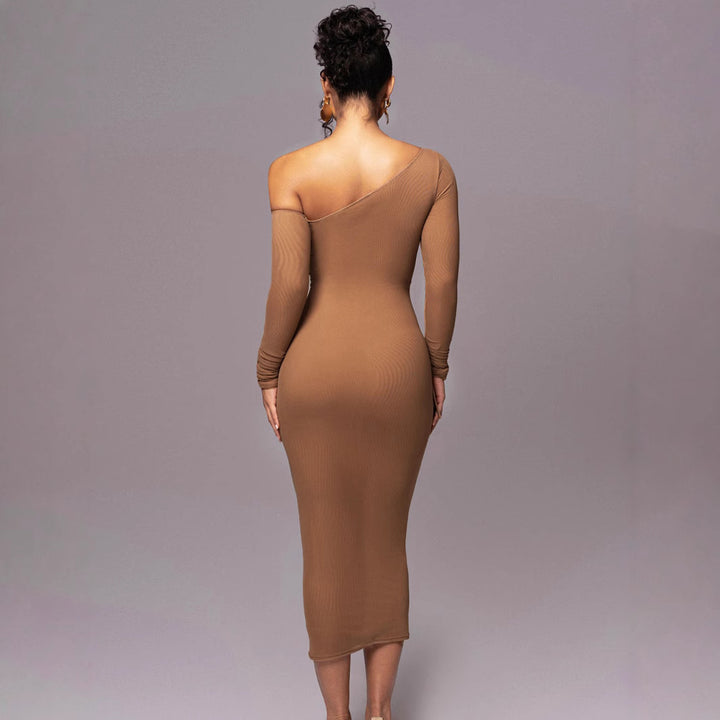 Damen Elegantes One-Shoulder Kleid mit Rüschen Echo Archiv