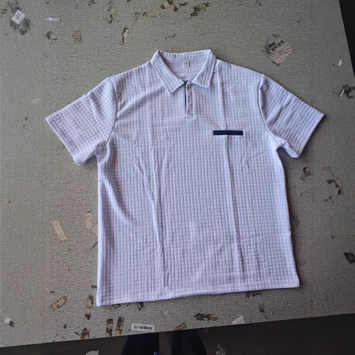 Herren strukturiertes Kurzarm-Polohemd mit modernem Design Echoarchiv