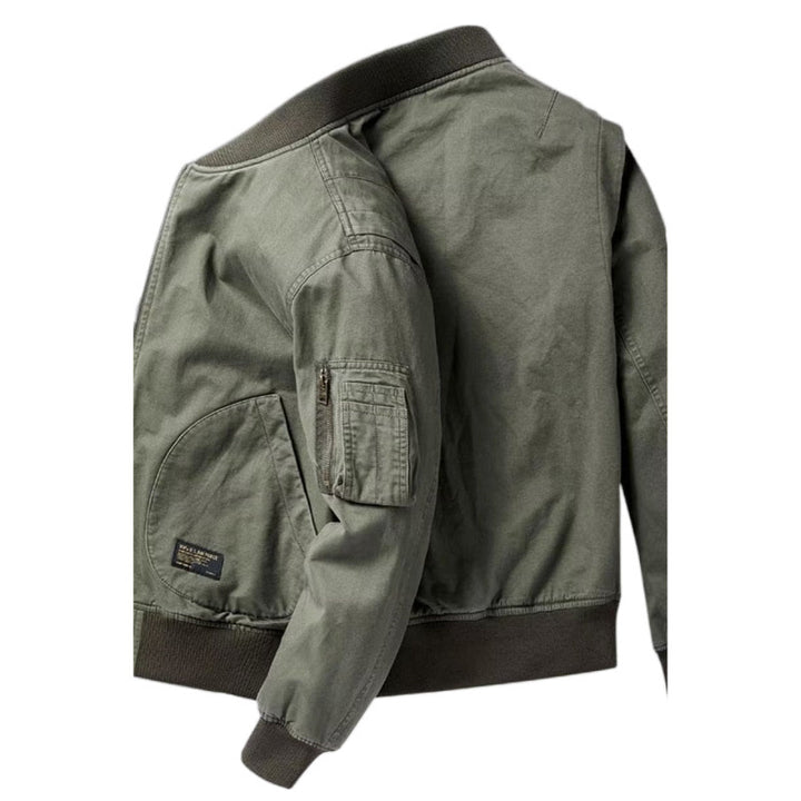 Herren Baumwoll-Canvas Bomberjacke mit Ärmeltasche und Rippbündchen Echoarchiv