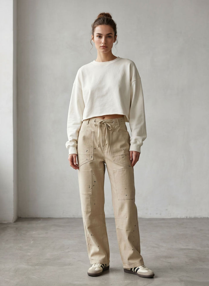 Damen nan oversized Strickpullover mit Rundhalsausschnitt und entspannter Silhouette Echo Archiv