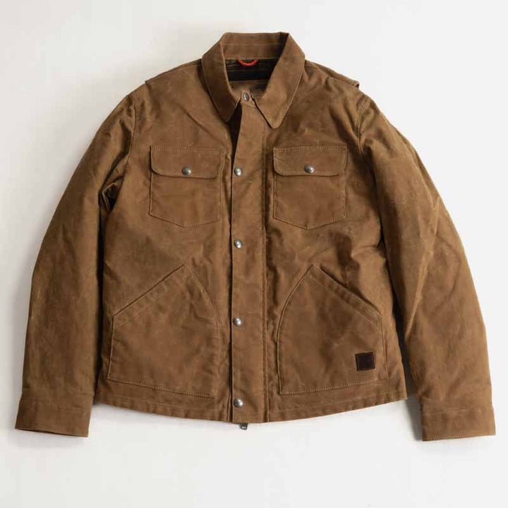 Herren Gewachste Canvas-Arbeiterjacke mit Klappentaschen und Druckknopfverschluss Echoarchiv