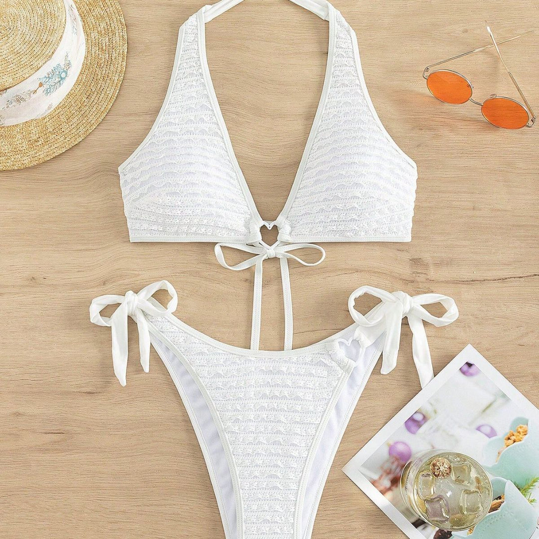 Damen Triangel-Bikini mit strukturiertem Rippendesign und herzförmigen Akzenten Echo Archiv