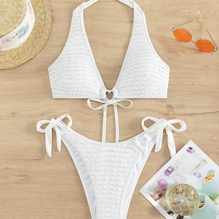 Damen Triangel-Bikini mit strukturiertem Rippendesign und herzförmigen Akzenten Echo Archiv