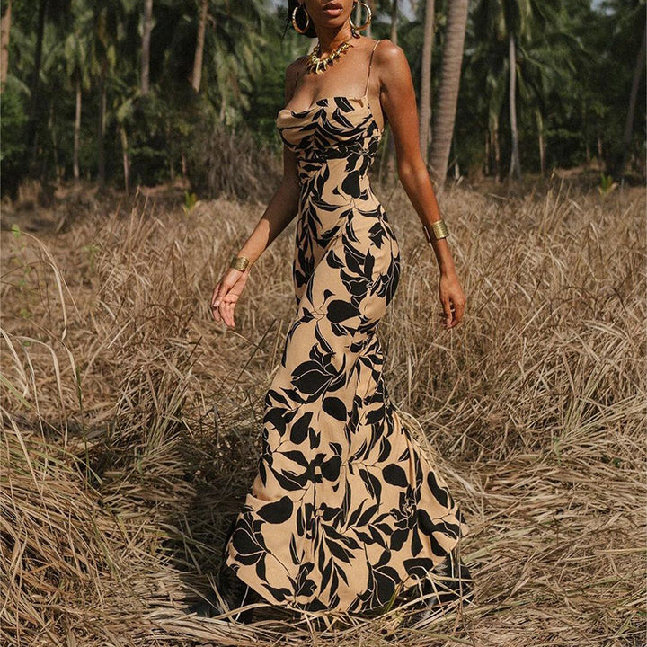 Damen Maxikleid mit floralem Muster und schmalen Spaghettiträgern Echo Archiv
