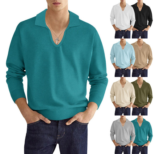Herren Strickpullover mit modischem V-Ausschnitt und strukturiertem Design Echoarchiv