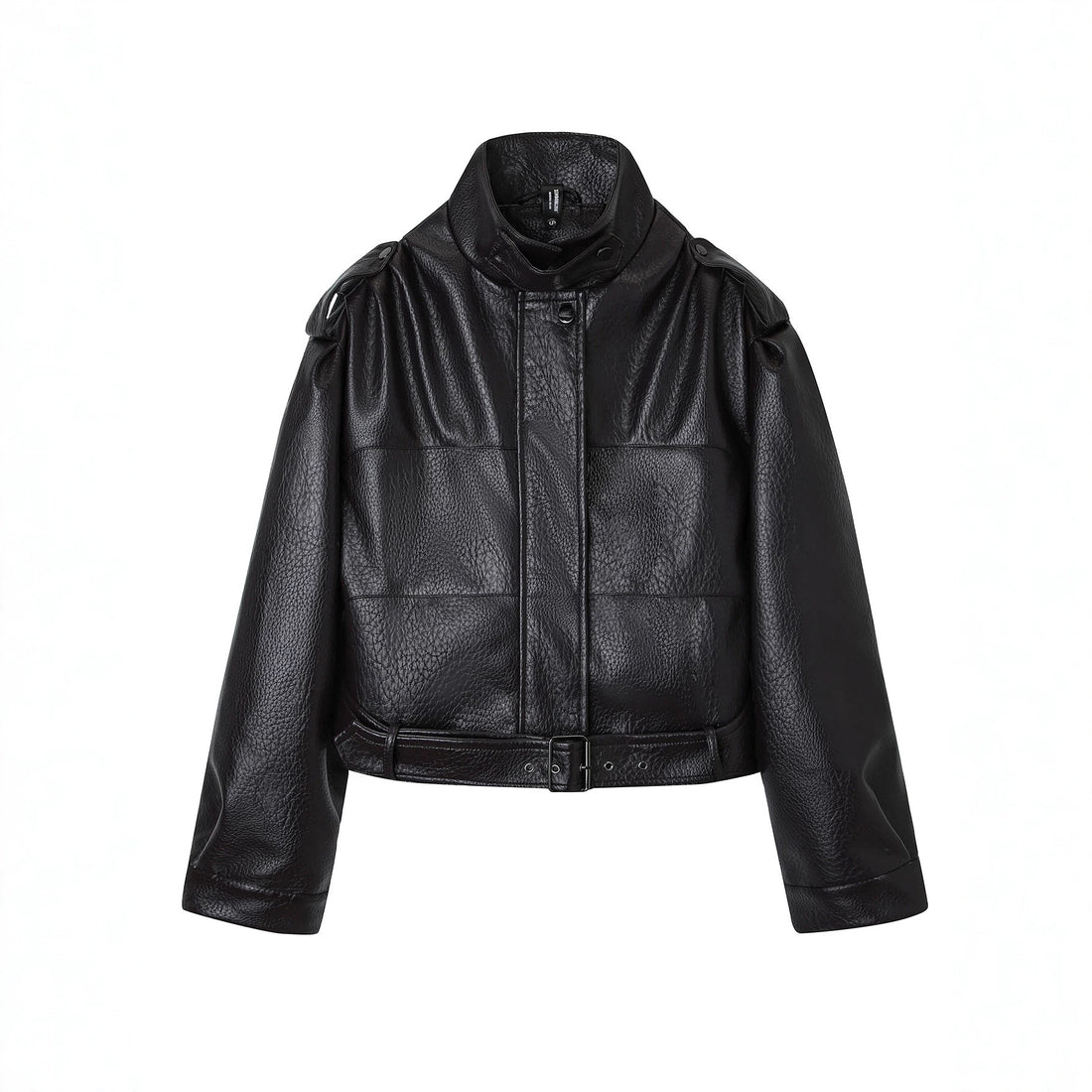 Damen Modische Kunstlederjacke mit Gürtel – Célinea