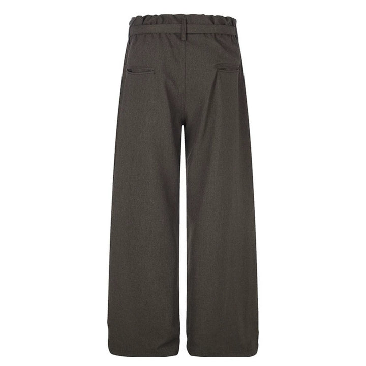 Damen Weite High‑Waist Palazzo‑Hose mit Paperbag‑Bund, Bundfalten und Bindegürtel Echoarchiv