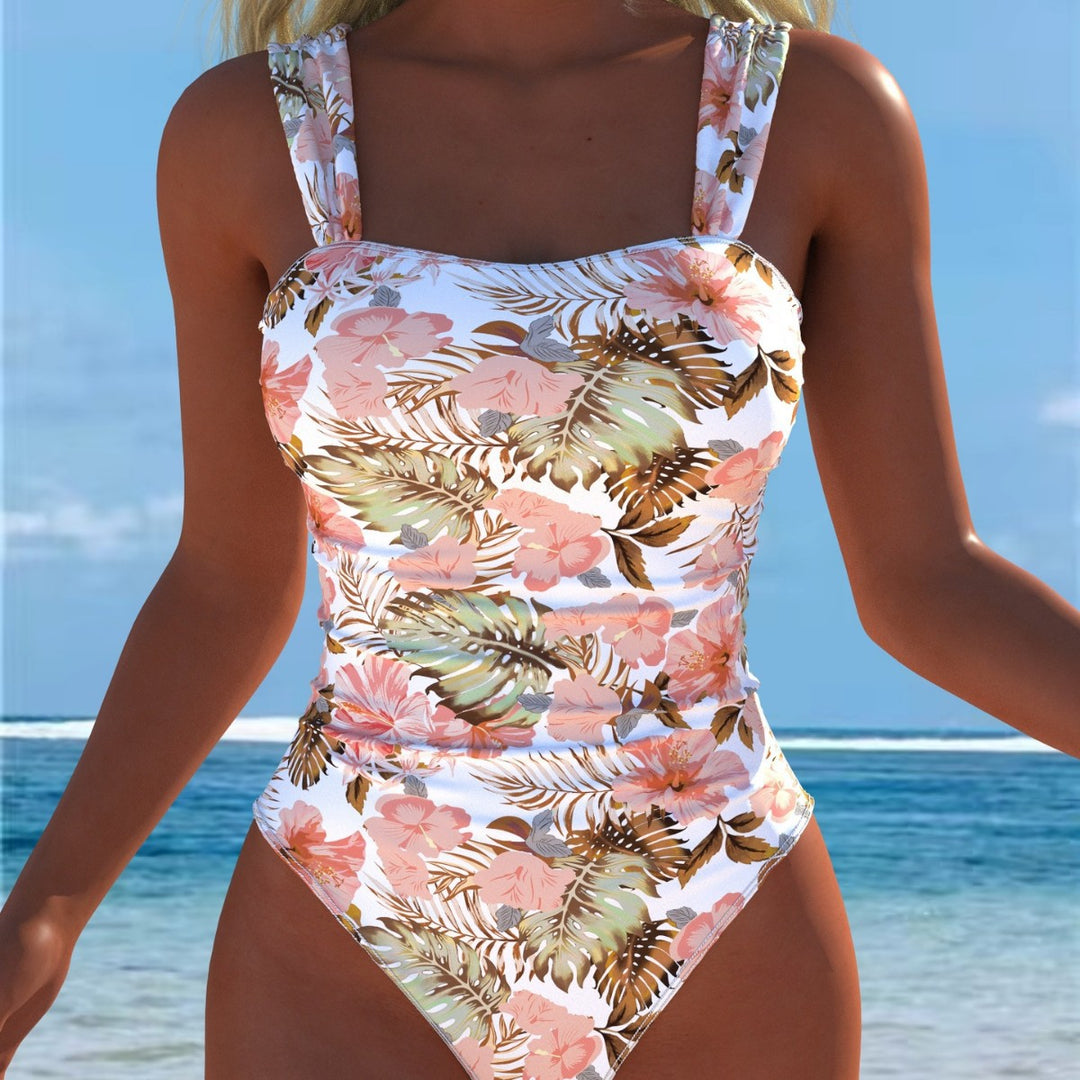 Damen Einteiliger Badeanzug mit floralen Akzenten und breiten Trägern Echo Archiv