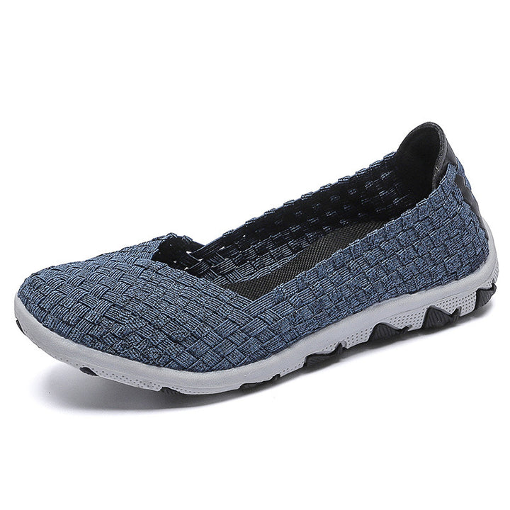 Damen nan gestrickter Slip-On Freizeitschuh mit geflochtenem Obermaterial und rutschfester Flexsohle Echo Archiv