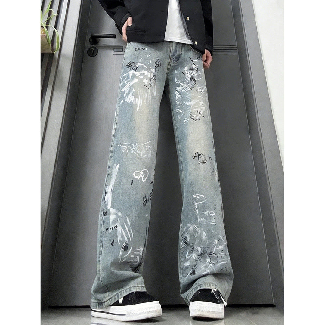 Herren Modische Weitgeschnittene Jeans mit kreativem Design Echoarchiv