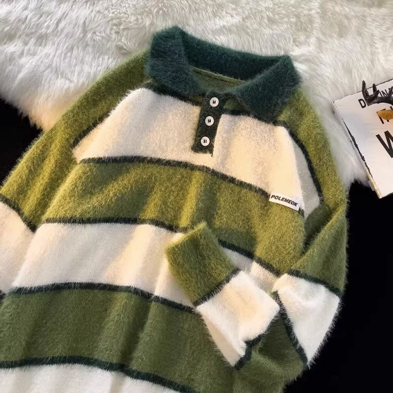 Damen kuscheliger Strickpullover mit klassischem Polokragen Echoarchiv