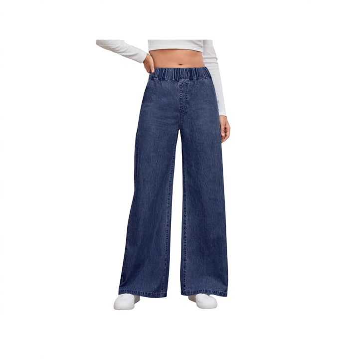 Damen nan High‑Waist Weite-Jeans mit elastischem Bund und ausgestelltem Bein Echo Archiv