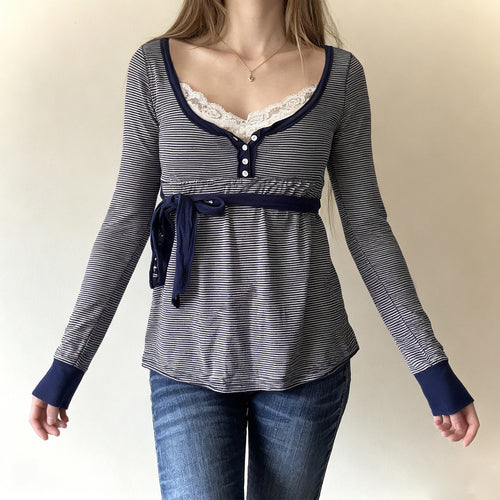 Damen Umstands- und Stillbluse mit Empire-Naht, Knopfleiste und Bindegürtel Echo Archiv