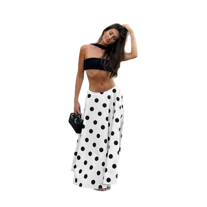 Damen Weitschwingender Midirock mit tailliertem Bund und Polka‑Dot‑Muster Echo Archiv