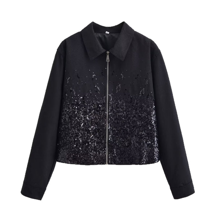 Damen Kurzjacke mit durchgehendem Reißverschluss und Degradé-Paillettenbesatz Echo Archiv