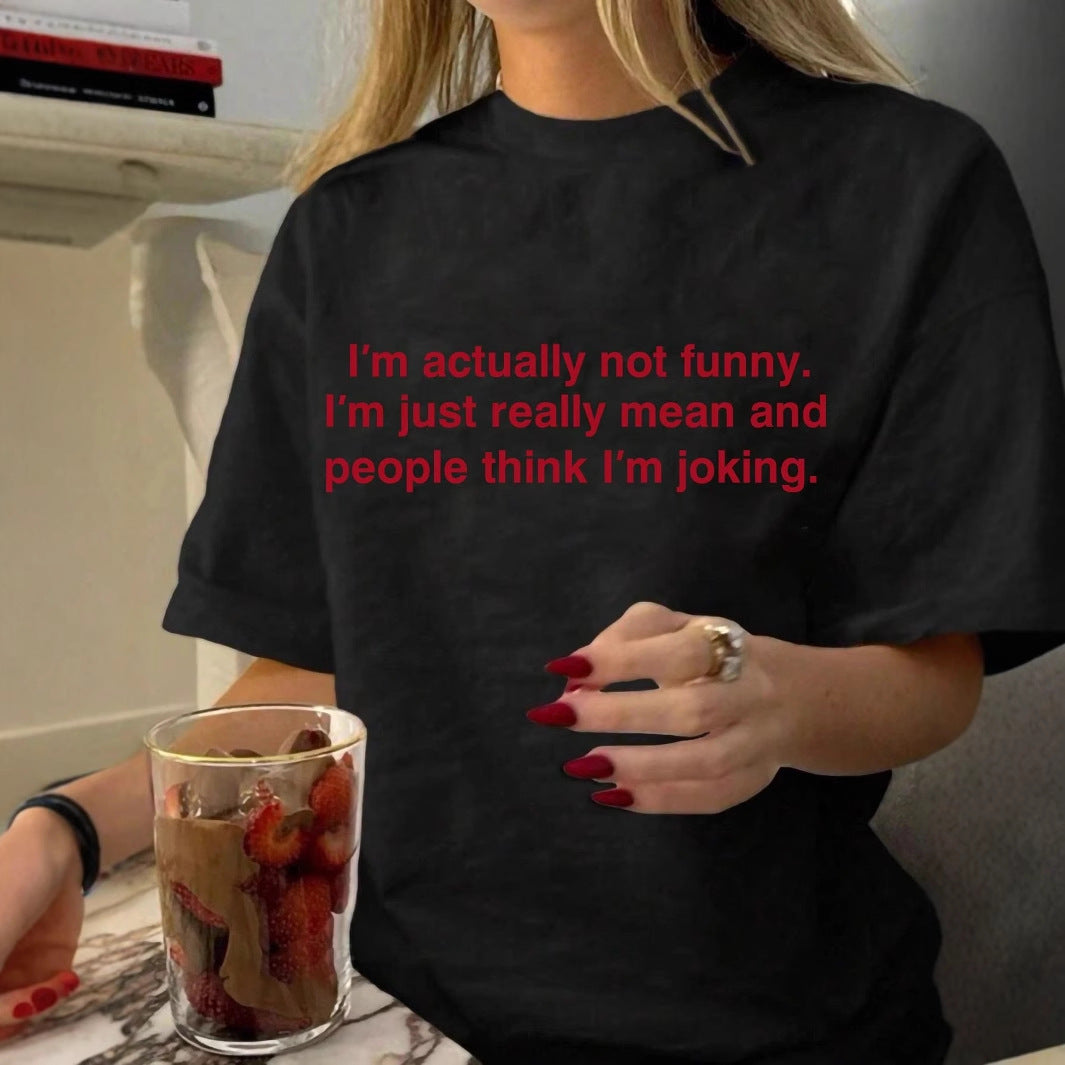 Damen Statement T-Shirt mit humorvollem Schriftzug Echo Archiv