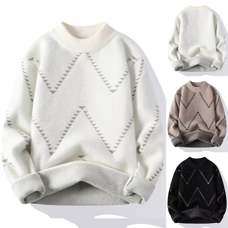 Damen Gemütlicher Strickpullover mit modernem Wellenmuster Echoarchiv