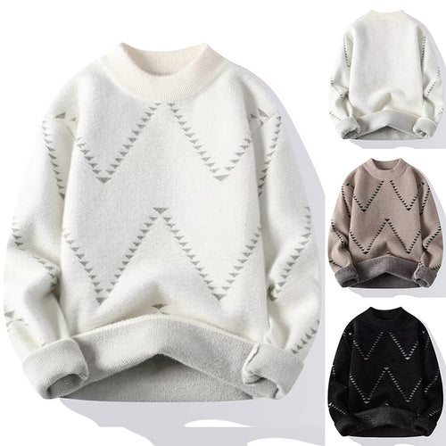 Damen Gemütlicher Strickpullover mit modernem Wellenmuster Echoarchiv