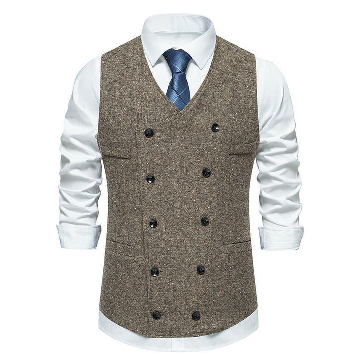 Herren elegante Anzugweste mit doppelt knöpfbarem Design und praktischen Taschen Echoarchiv