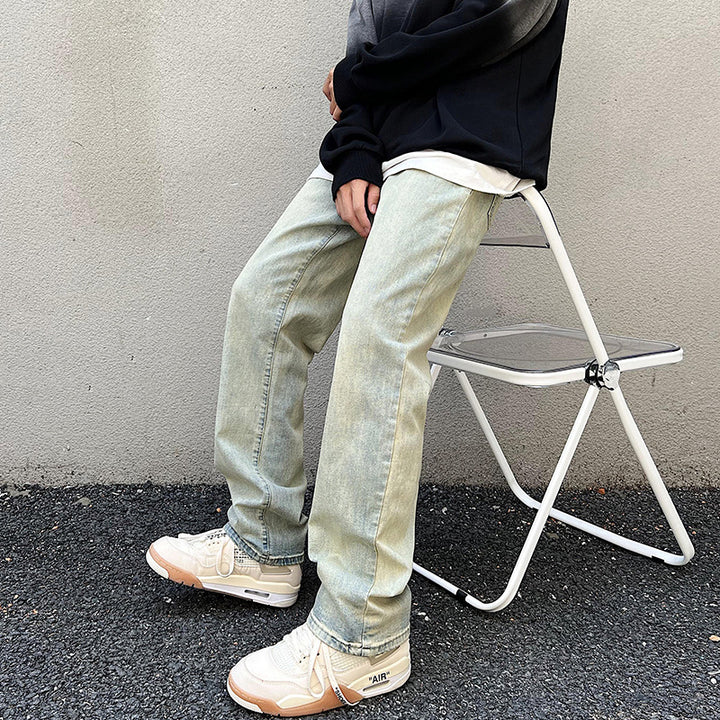 Herren Lockere Straight-Denim-Jeans mit leichter Stonewash-Optik und tiefem Schritt Echo Archiv