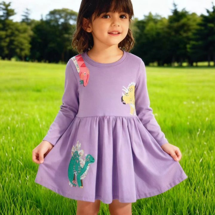 Mädchen Freizeitkleid mit lustigen Dinosaurier-Applikationen Echo Archiv
