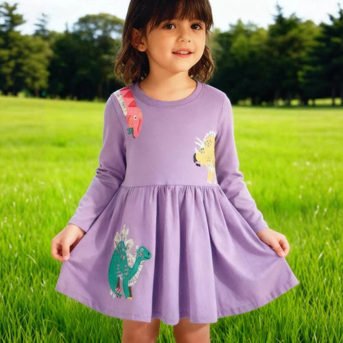 Mädchen Freizeitkleid mit lustigen Dinosaurier-Applikationen Echo Archiv