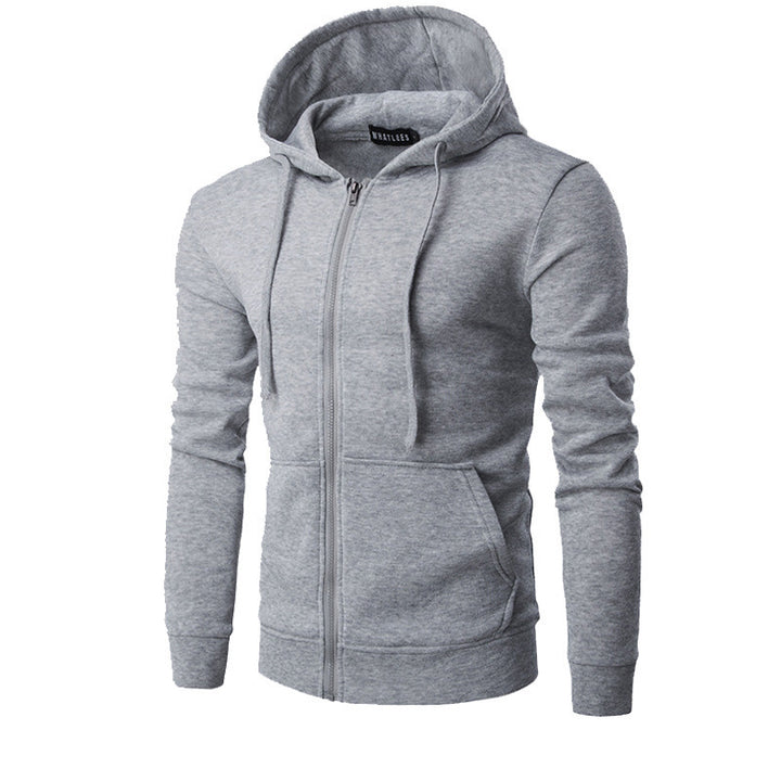 Herren schmal geschnittene Zip-Hoodie Jacke mit weichem Fleece-Innenfutter und Kängurutaschen – Cavarno