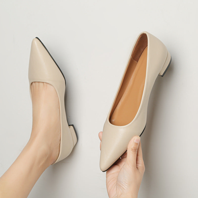 Damen klassische Ballerinas mit elegantem spitzen Design und bequemem Blockabsatz Echoarchiv