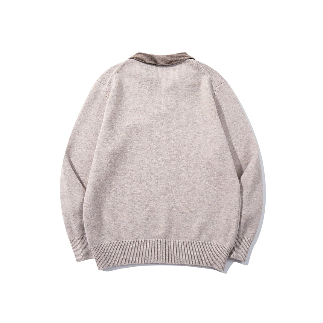Herren Boxy-Strickpullover mit Polokragen und V‑Einsatz Echoarchiv