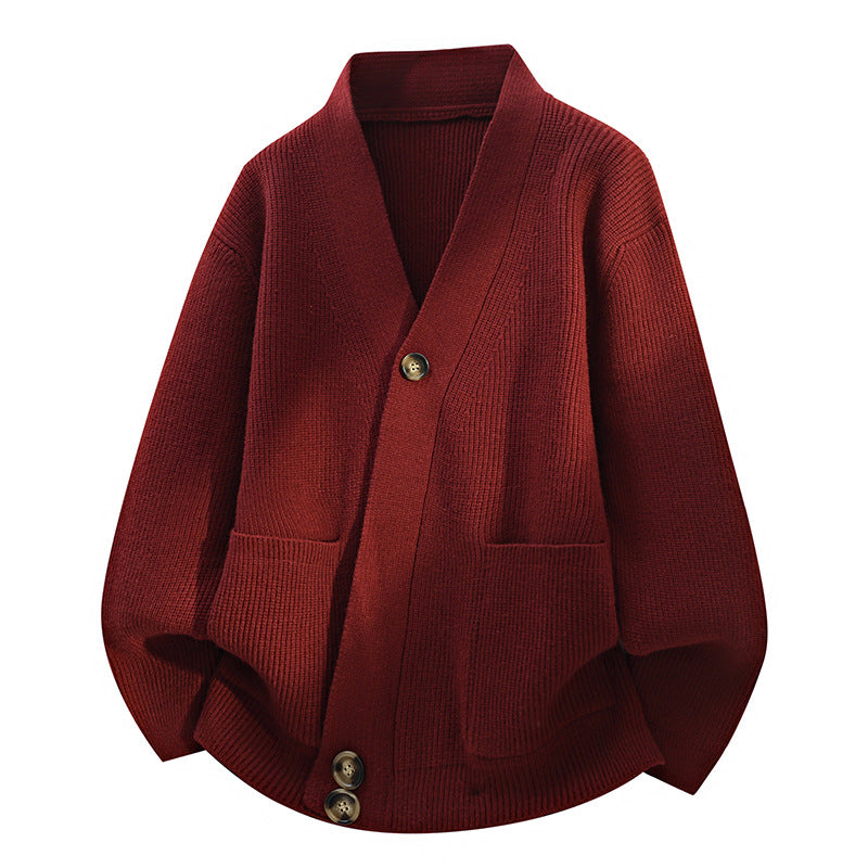 Damen Oversize-Strickjacke mit großem V-Ausschnitt, aufgesetzten Taschen & Holzknöpfen Echoarchiv