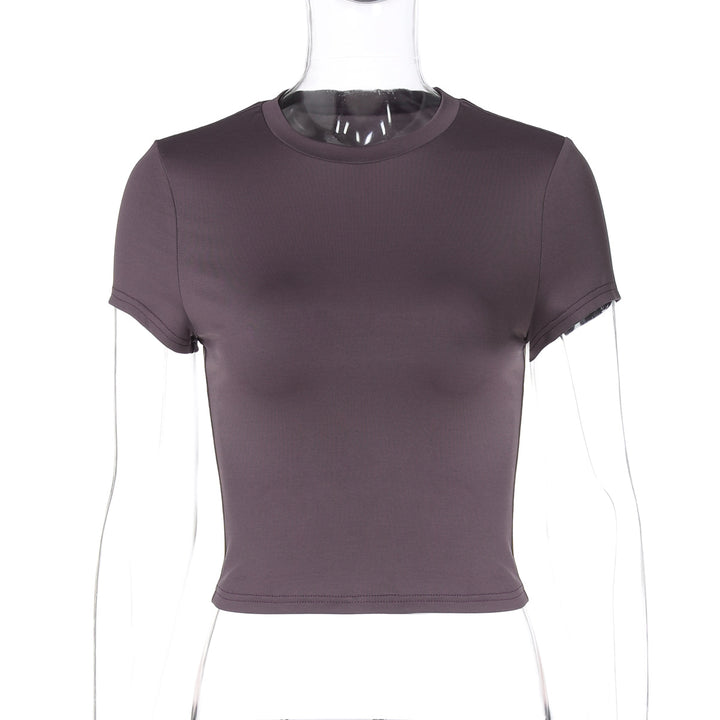 Damen figurbetontes T-Shirt mit kurzem Arm und dekorativem Raffungselement Echo Archiv