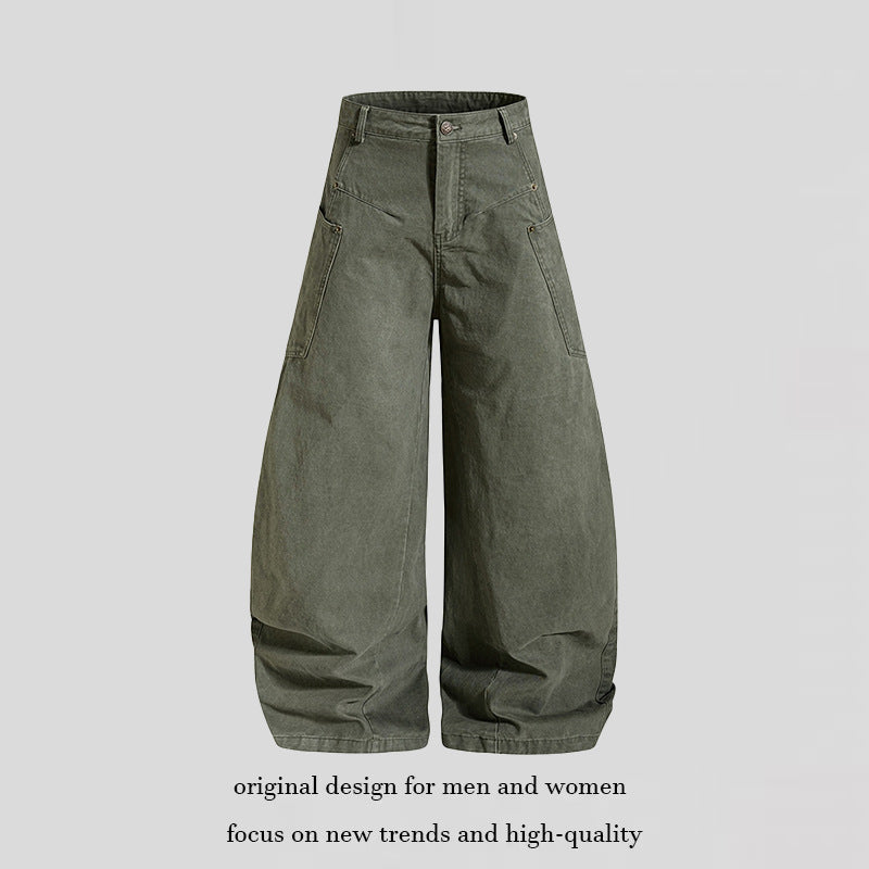 Damen weite High Waist Canvas-Culotte mit Cargo-Taschen und ballonförmiger Silhouette Echoarchiv