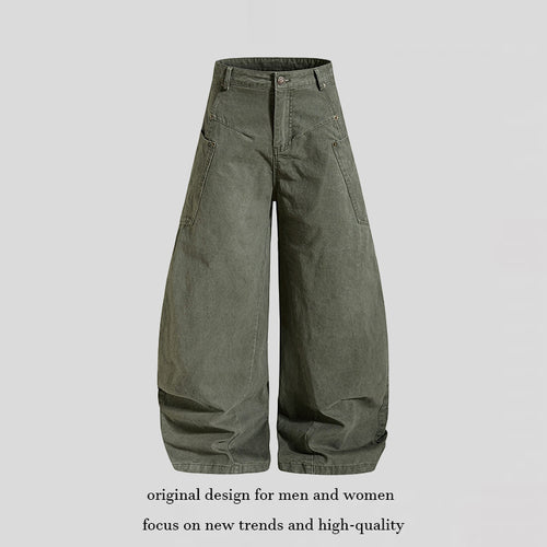 Damen weite High Waist Canvas-Culotte mit Cargo-Taschen und ballonförmiger Silhouette Echoarchiv