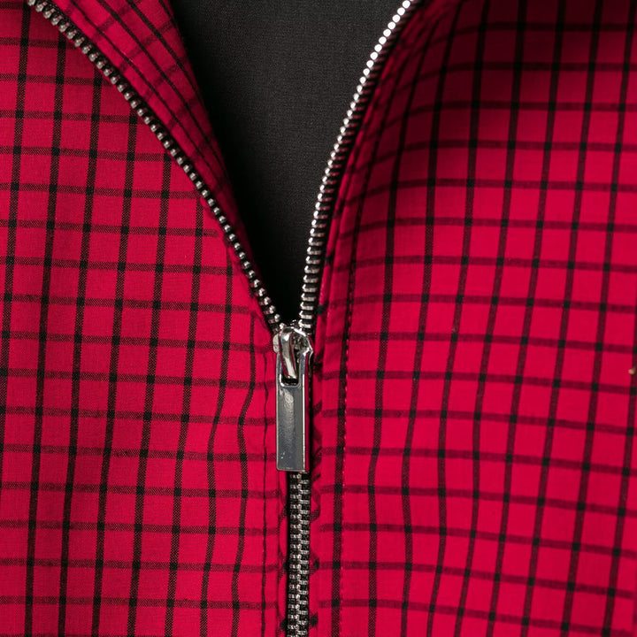 Damen Kurze karierte Zip‑Jacke im Boxy‑Cropped‑Schnitt mit Stehkragen Echoarchiv