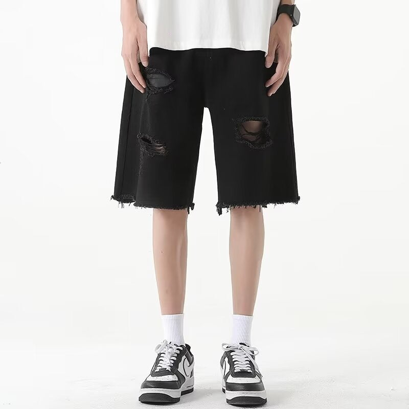 Herren Dänische Denim-Shorts mit auffälligen Rissen und lässigem Schnitt Echoarchiv