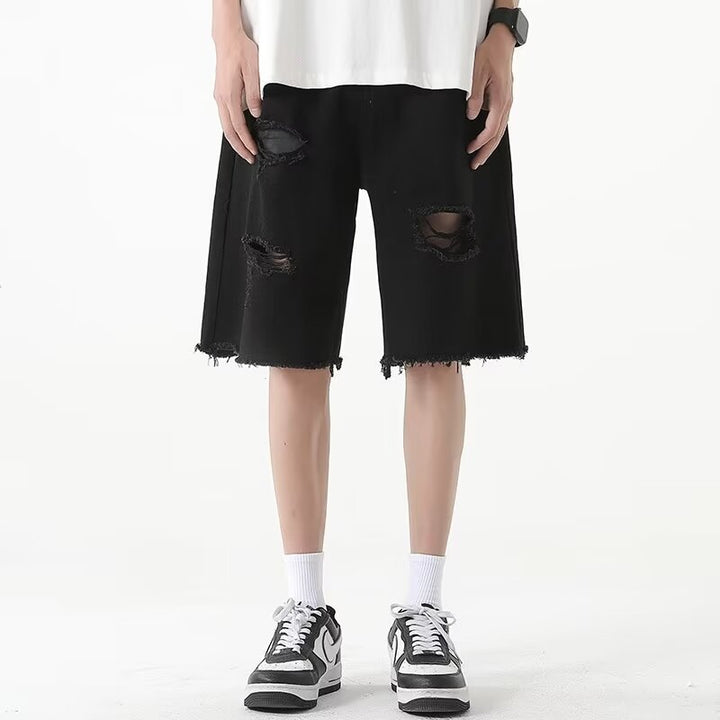 Herren Dänische Denim-Shorts mit auffälligen Rissen und lässigem Schnitt Echoarchiv