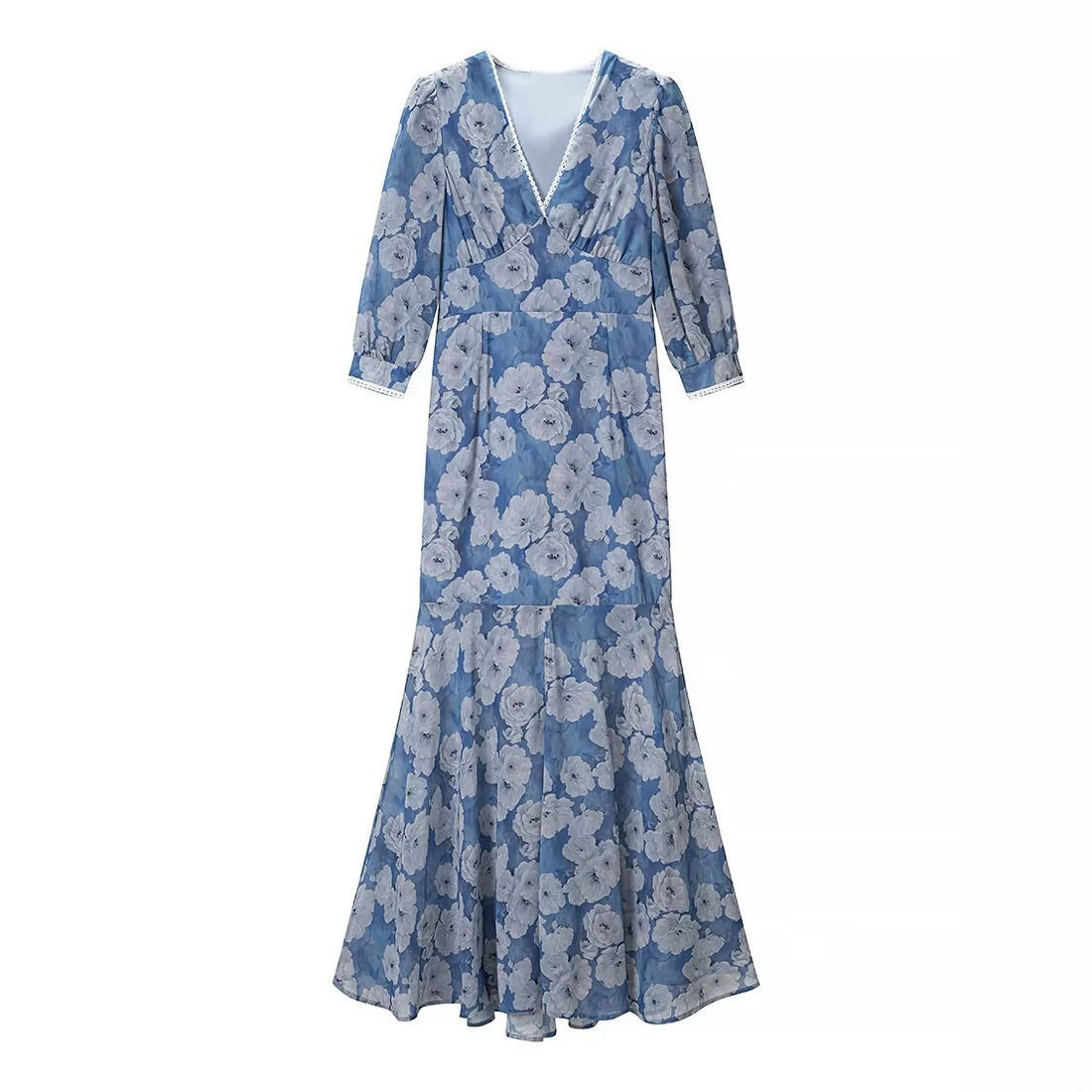 Damen Maxikleid mit V‑Ausschnitt, Empire‑Schnitt und floraler Chiffonoptik Echo Archiv
