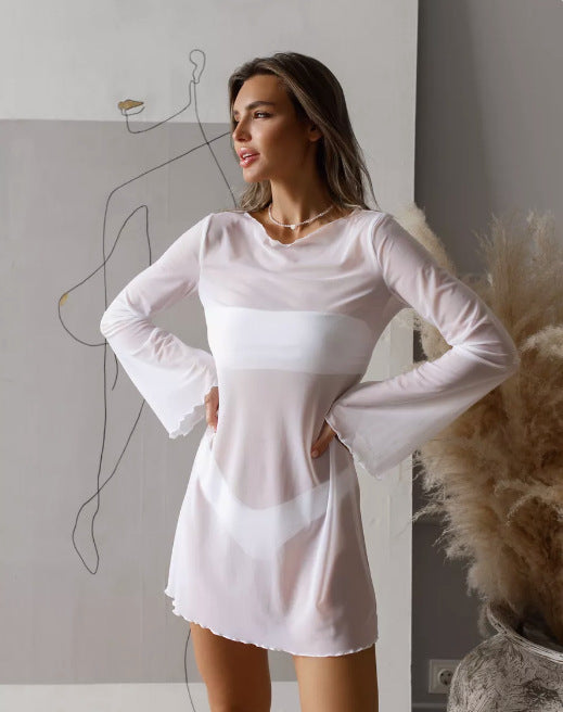 Damen transparentes Maxikleid mit Leopardenmuster Echo Archiv