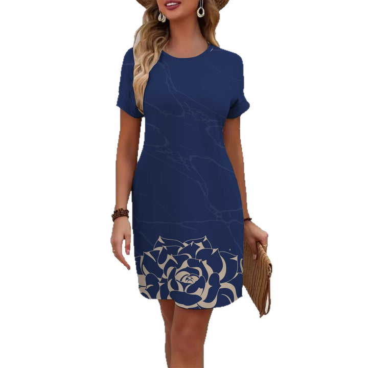 Damen Kurzarm Kleid mit floralem Linienmuster Echo Archiv