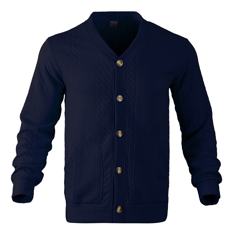 Herren Strukturierter Strickcardigan mit Zopf- und Waffelmuster, Knopfleiste und aufgesetzten Taschen Echoarchiv