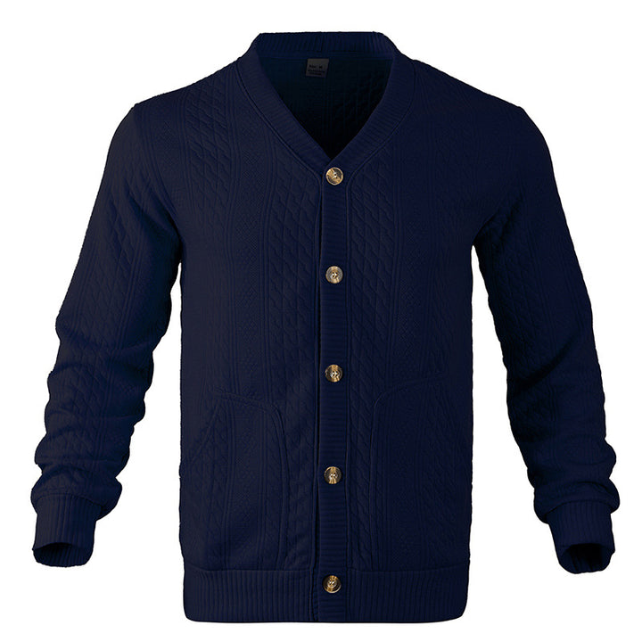 Herren Strukturierter Strickcardigan mit Zopf- und Waffelmuster, Knopfleiste und aufgesetzten Taschen Echoarchiv