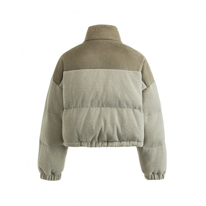 Damen Kurze gesteppte Stehkragenjacke mit Kordelzug, Waffelstruktur und Boxy‑Silhouette Echo Archiv
