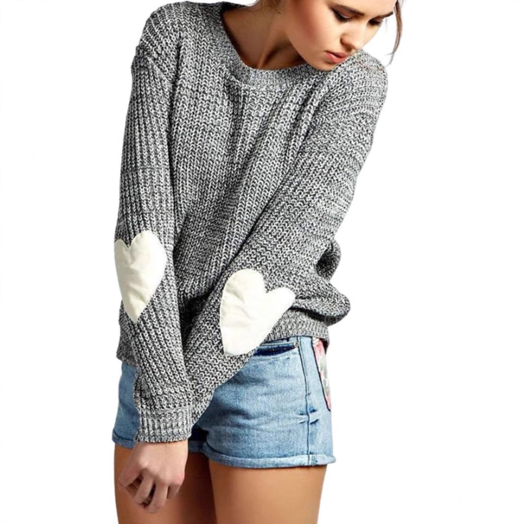 Damen Modischer Strickpullover mit Herz-Details – Mavelle