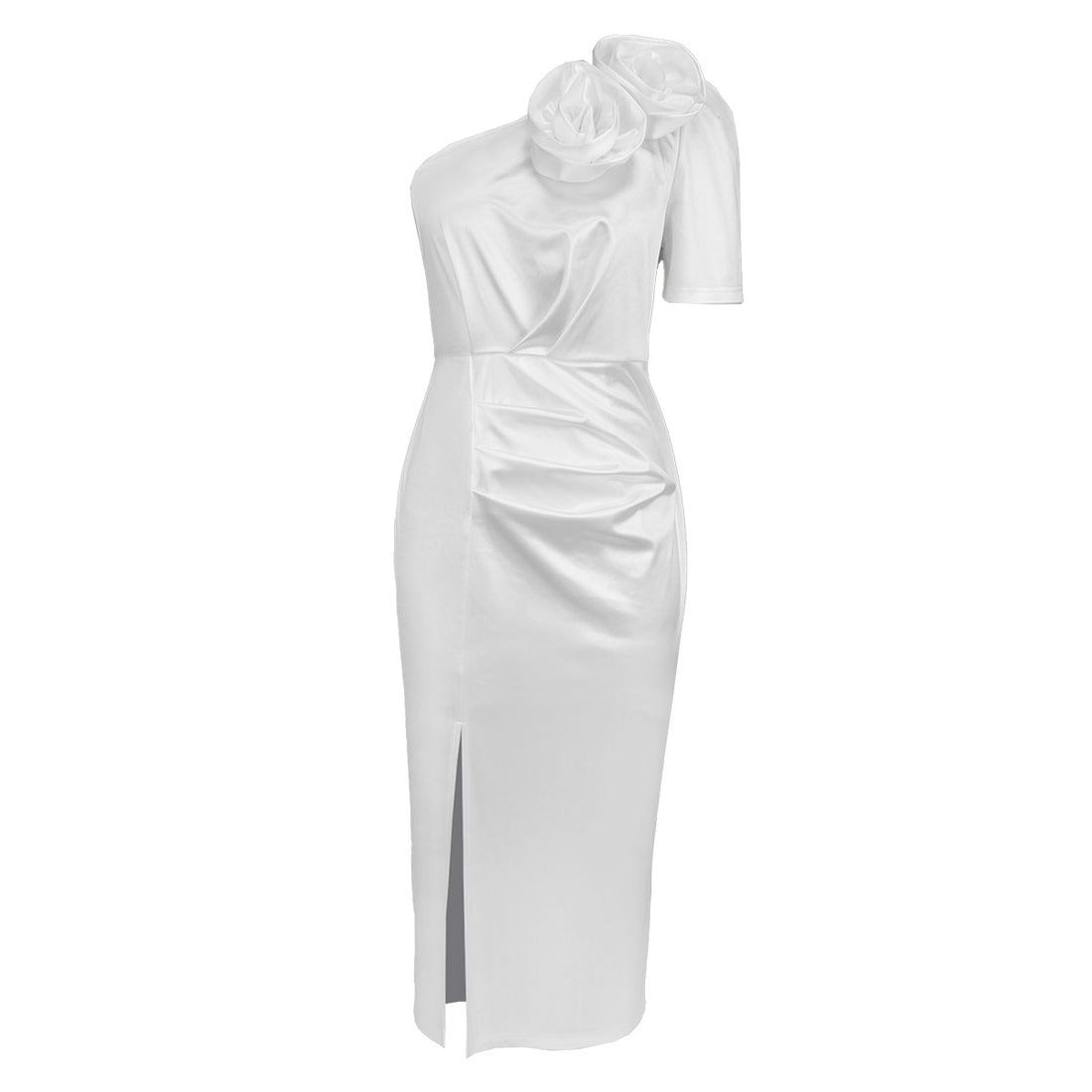 Damen Elegantes One-Shoulder Abendkleid mit zarten Blütenakzenten – Élara