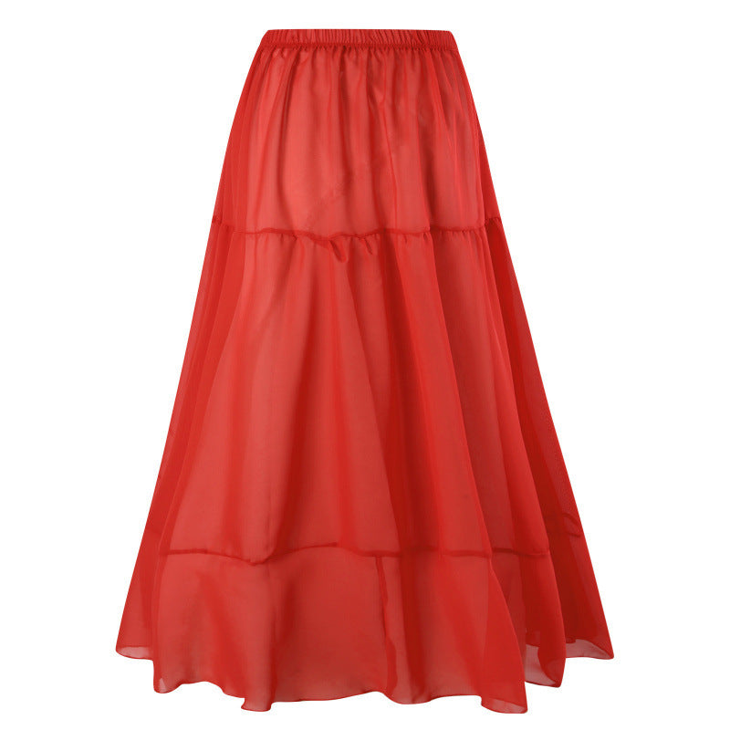 Damen Maxi-Rock aus transparenter Chiffon-Qualität mit elastischem Bund Echo Archiv