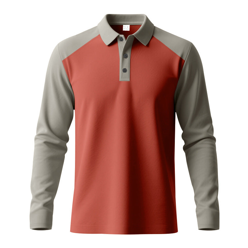 Herren sportliches Langarm-Polohemd mit innovativen Kontrastärmeln und atmungsaktiver Technologie Echoarchiv