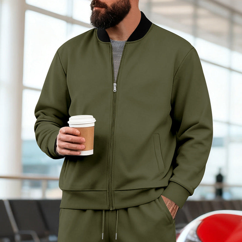 Herren nan urbane Sweat-Trackjacke mit Stehkragen verdecktem Reißverschluss elastischen Rippbündchen und Eingrifftaschen Echo Archiv